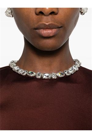 Crystal Embroidery Neck & Waist Detail Midi Dress DAVID KOMA | PF25DK92DBURGUNDYSILVER